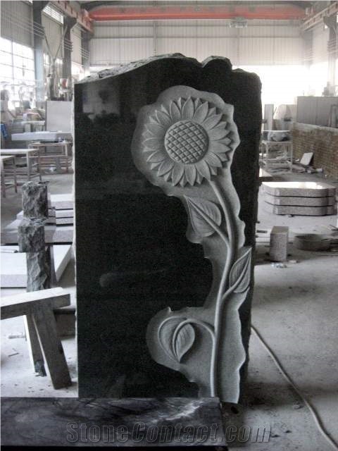 Absolute Black Sun Flower Monuments/Tombstones/Hea