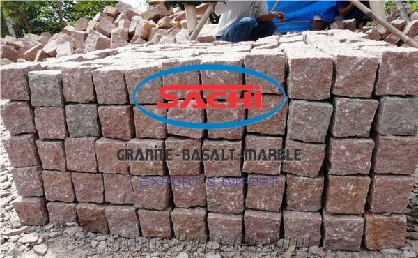 Red Binh Dinh Granite Cube
