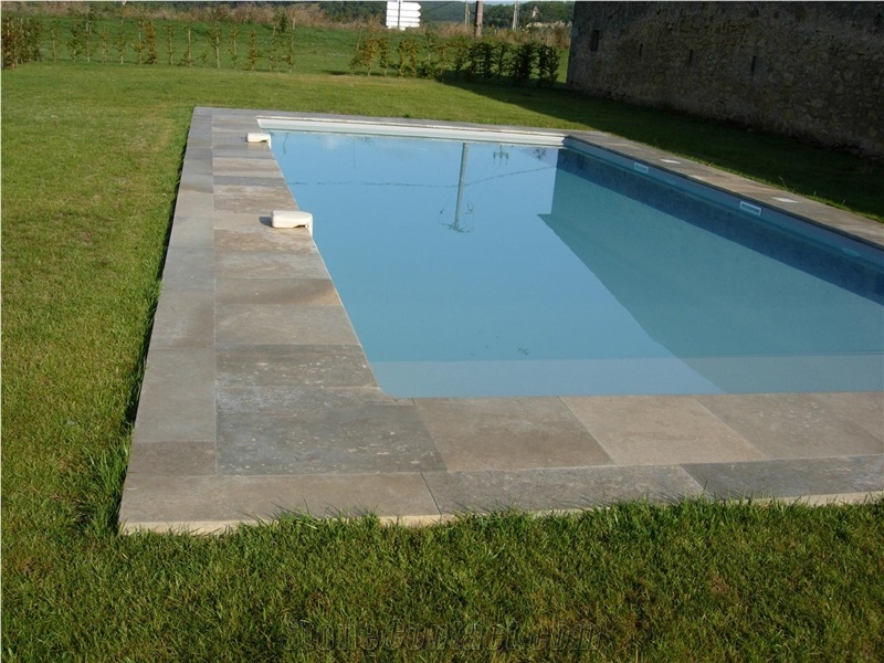 French Limestone Dark Grey (Pierre De Limeyrat)Pierre De Limeyrat Grey Cappuccino Limestone Pool Pavers, Copings
