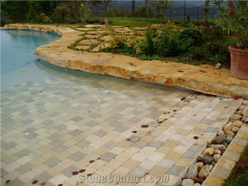 French Limestone Free Shape Pool Coping with Pierre De Limeyrat