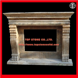 Marble Fireplace,stone Fireplace, Henan Yellow Marble Fireplace