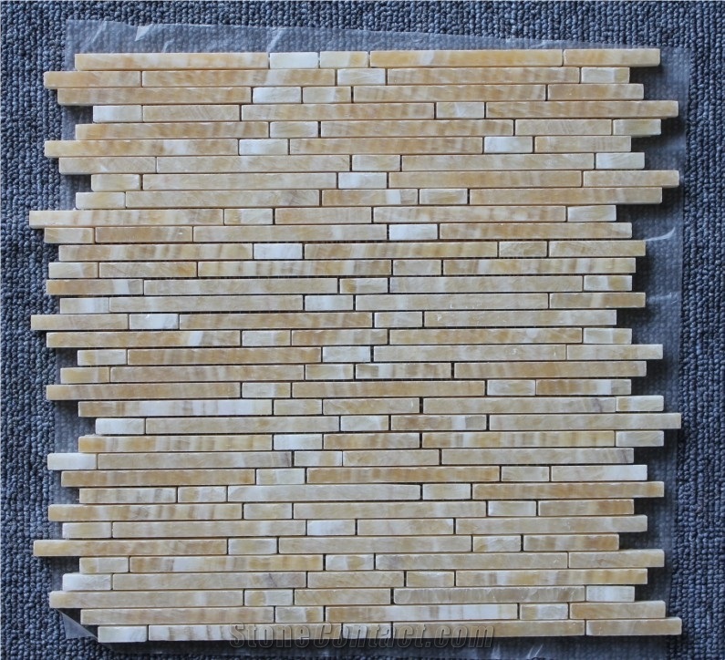 China Honey Onyx Mosaic Tile, Honey Onxy Yellow Onyx Mosaic Stone