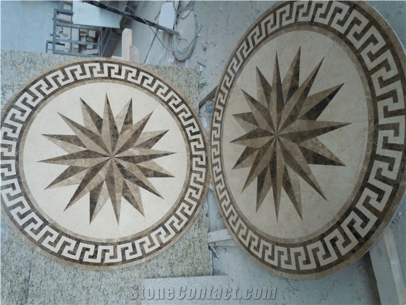 Waterjet Marble Pattern Beige Marble Waterjet Medallions for Lobby