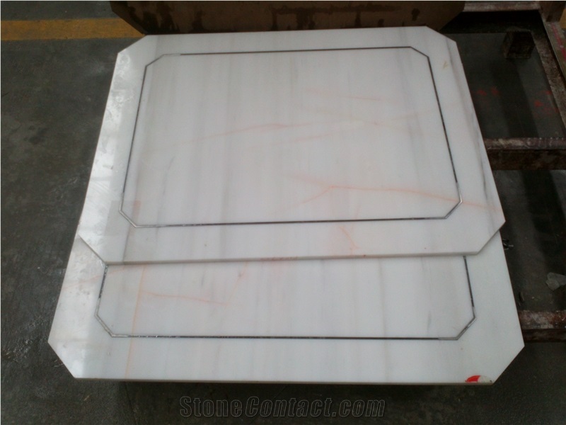 White Marble with Red Veins Wall Panels