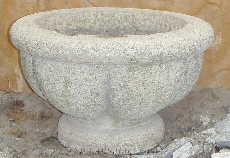 Grey Granite Flower Pot