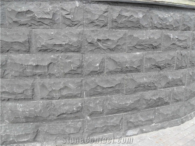 Basalt Mushroom Stone Wall Cladding, Black Basalt Mushroom Stone