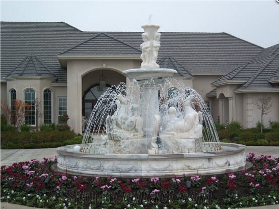 Bianco Carrara Marble Fountain, Bianco Carrara White Marble Fountain