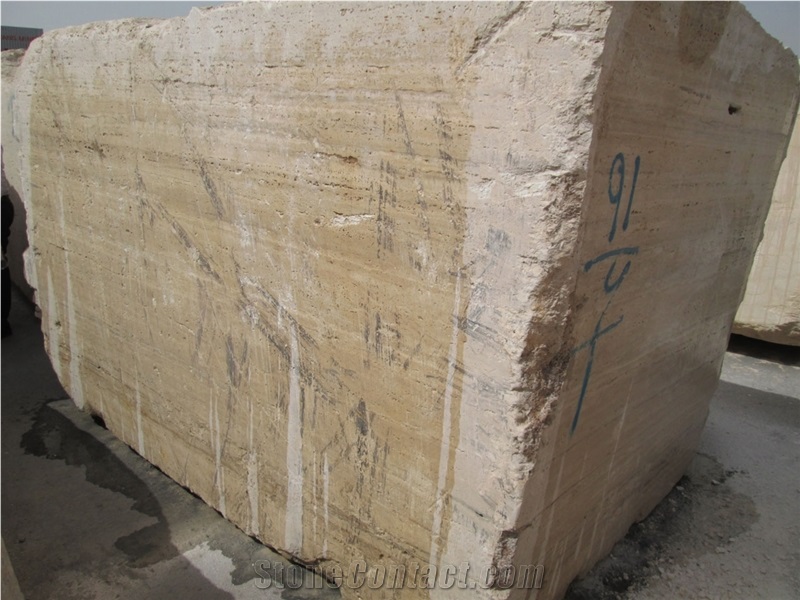 Cream White Travertine, Persian White Travertine Block