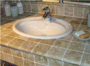 Tumbled Noce Travertine Bath Top, Noce Beige Travertine Bath Top
