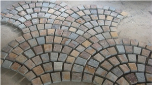Multicolor Slate Fan Shape Pavers, Flagstone Road Paving