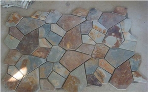 Random Flagstone Paving Stone, China Multicolor Slate Flagstone