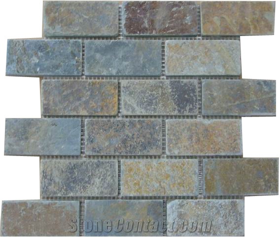 Tumbled Slate Mosaic, Strip Mosaic