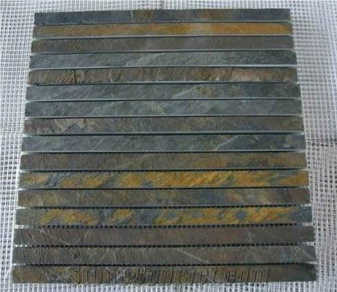 Tumbled Slate Mosaic, Strip Mosaic