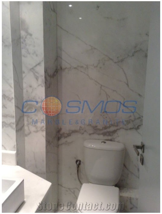 Drama Semi White Marble Bath Design