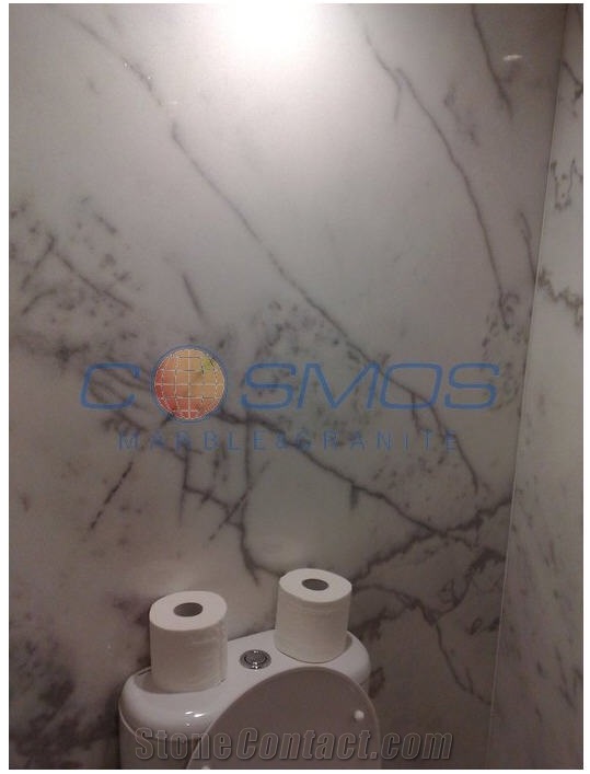 Drama Semi White Marble Bath Design