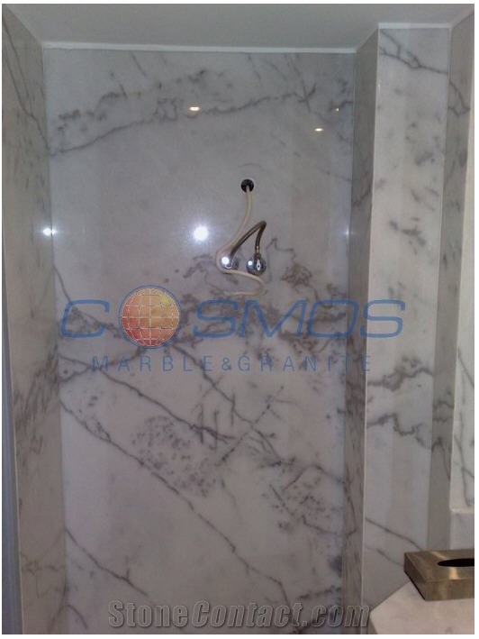 Drama Semi White Marble Bath Design