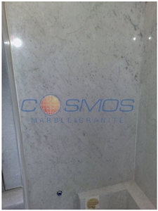 Drama Semi White Marble Bath Design