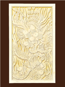 Bali Stone Relief, Bali Stone Beige Limestone Sunken Relief
