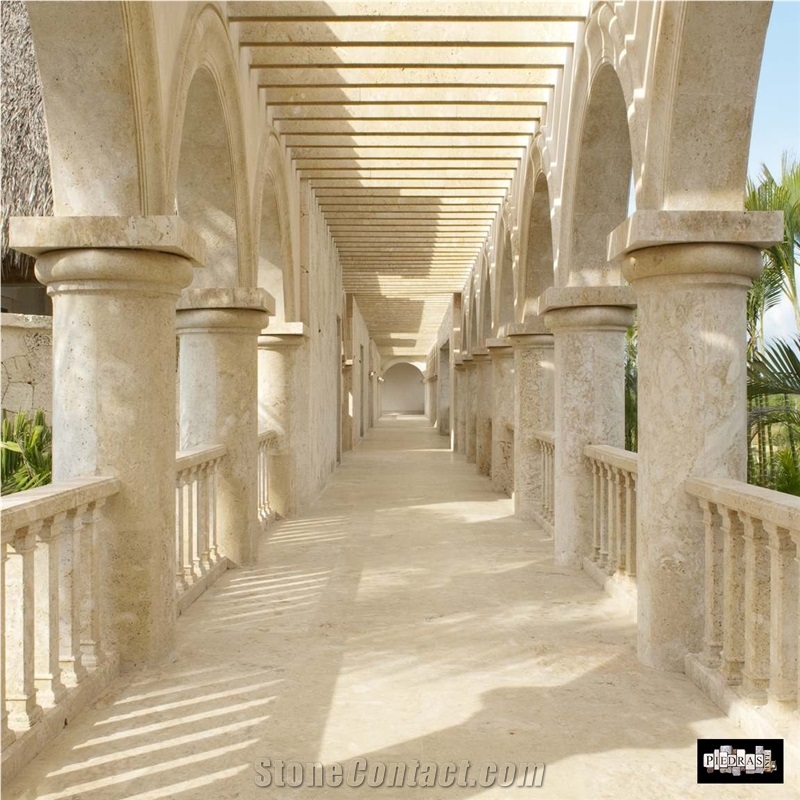 Coralina Beige Coral Stone Column, Coralina Beige Coral Stone Column