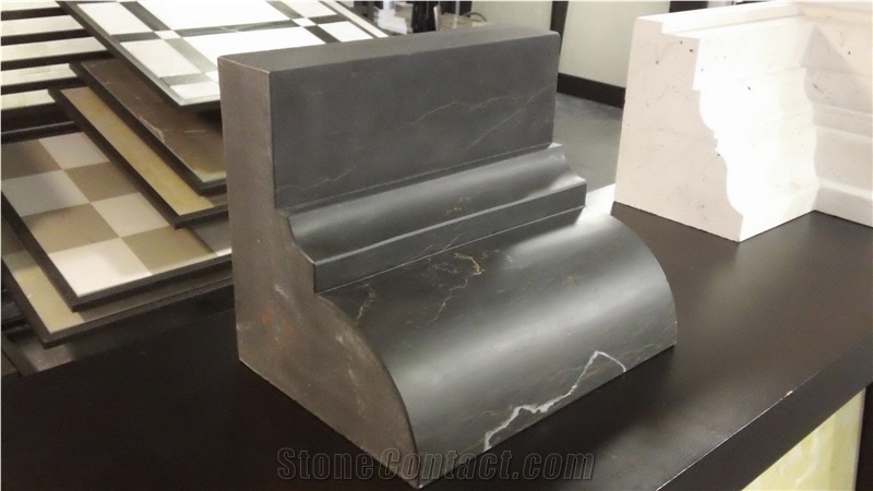 Spanish Black-stone Architectural Cornices, Nero Marquina Black Marble Cornices