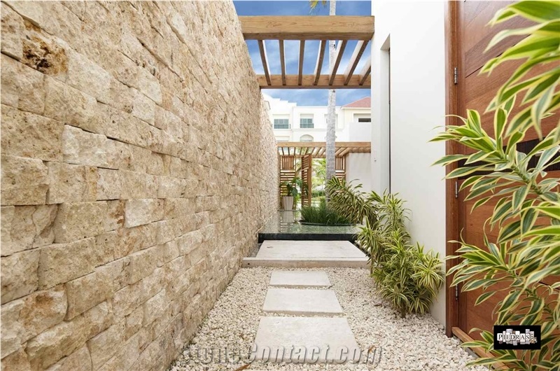 Split Coral Stone Wall Cladding, Beige Classic Coral Stone Wall
