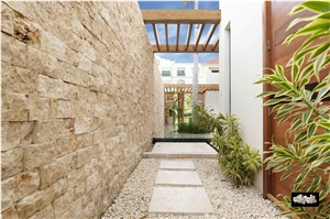 Split Coral Stone Wall Cladding, Beige Classic Coral Stone Wall