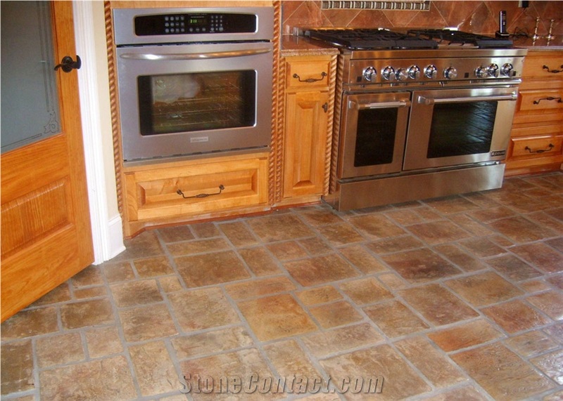 Sandstone Flooring in Kitchen Design, Beige Sandstone Kitchen Design