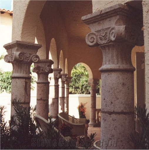 Shadowmoss Columns, Rosa Cantera Pink Stone Columns