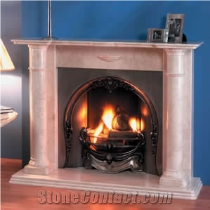 Botticino Classico Fireplace, Botticino Classico Beige Marble Fireplace