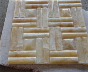 Honey Onyx Cheap Basketweave Mosaic, Yellow Onyx Basketweave Mosaic