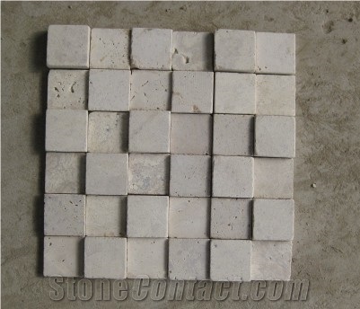 Travetine 3D Mosaic, White Travertine Mosaic