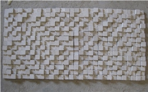 Travetine 3D Mosaic, White Travertine Mosaic