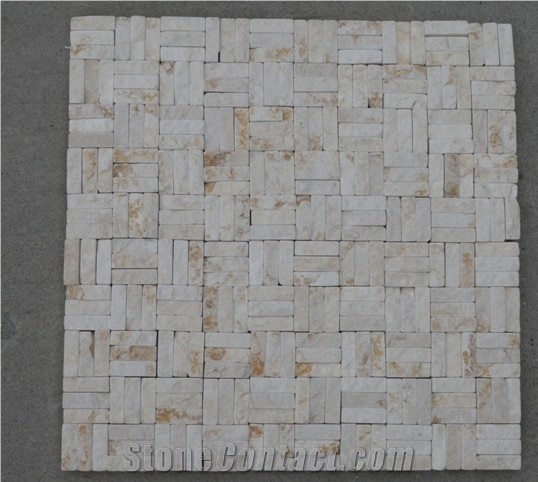 Travetine 3D Mosaic, White Travertine Mosaic