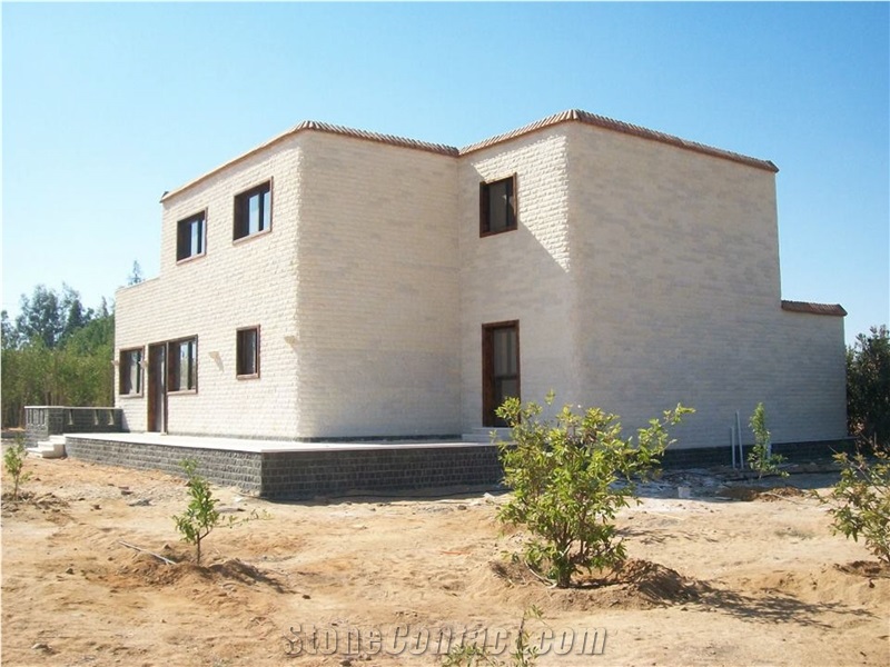 Natural White Limestone Walling, Pharonic Stone White Limestone Walling