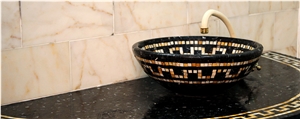 Helen Mosaic Sink, Neros Black Marble Sink