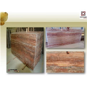 Travertino Rojo Travertine Slabs, Spain Red Travertine
