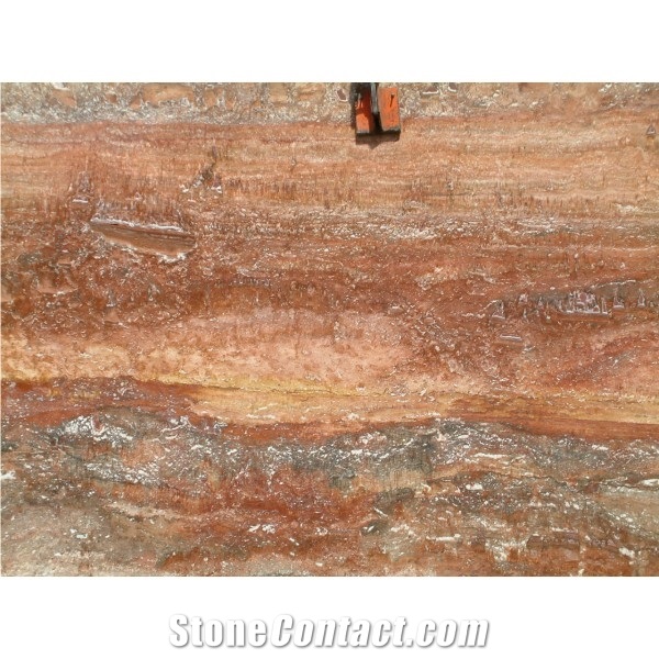 Travertino Rojo Travertine Slabs, Spain Red Travertine