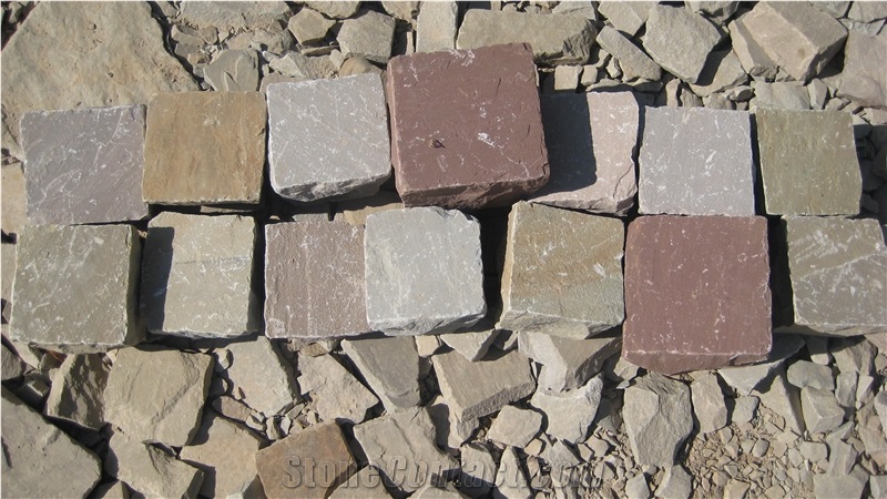Kandla Grey Cobbles or Pavage or Pavers Sandstone Cobbles