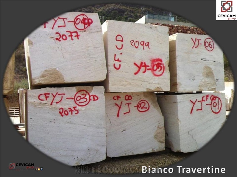 Blocks Bianco Travertine, Travertino Blanco Travertine Block