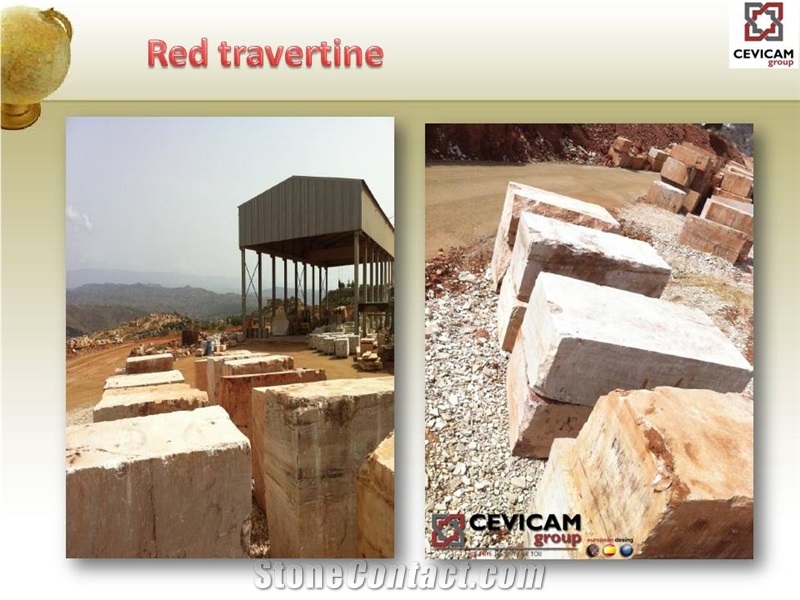 Travertino Rojo Red Travertine Block