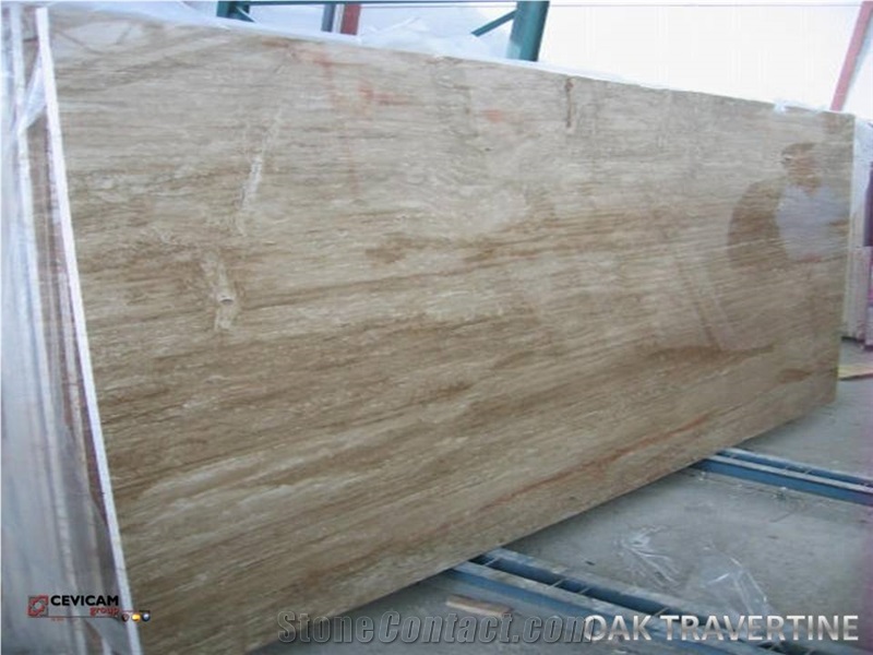 Travertine Oak Slabs, Spain Brown Travertine