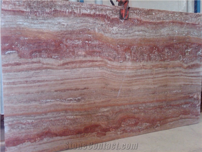 Travertino Madera Rojo Travertine Slabs, Spain Red Travertine