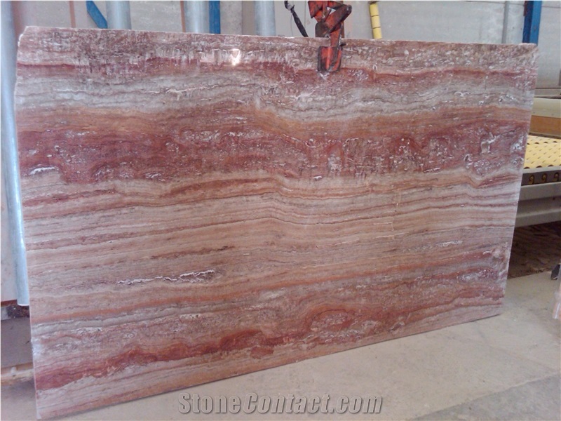 Travertino Madera Rojo Travertine Slabs, Spain Red Travertine