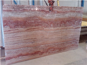 Travertino Madera Rojo Travertine Slabs, Spain Red Travertine