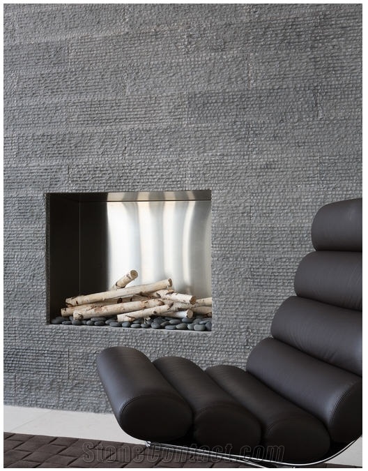 Inca Gray Chiseled Wall Cladding, China Grey Basalt Slabs & Tiles