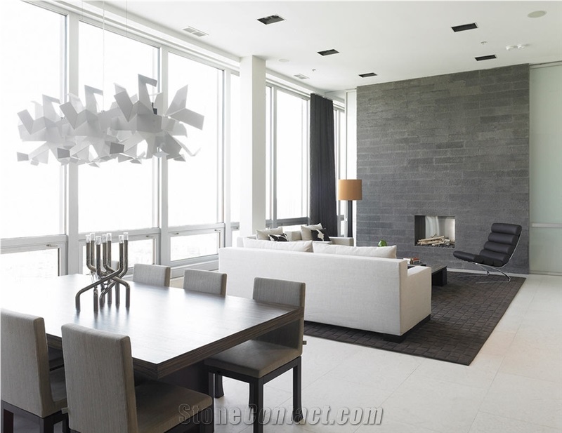 Inca Gray Chiseled Wall Cladding, China Grey Basalt Slabs & Tiles