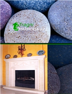 Pietra Del Mare ,Pietra Di Assisi Beige Limestone Fireplace