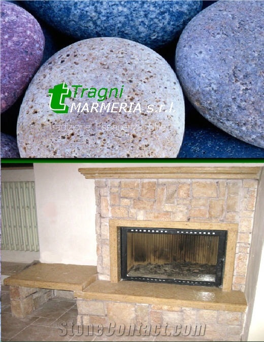 Pietra Del Mare ,Pietra Di Assisi Beige Limestone Fireplace