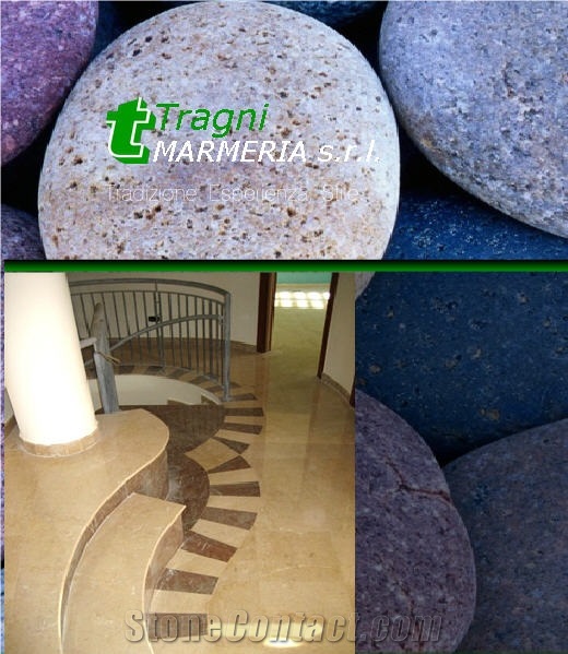 Stairs, Steps, Pietra Di Finale Rosa Pink Limestone Stairs