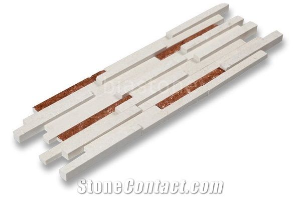 Espace Limra Copper Honed and Splitface Mix Mosaic, Limra White Limestone Mosaic
